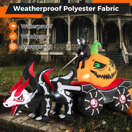 Dreamade 9 FT Halloween Inflatable Outdoor Decoration, Blow up Grim Reaper Driving Pumpkin Carriage
