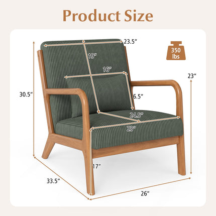 Dreamade Modern Accent Chair Corduroy Upholstered Lounge Chair