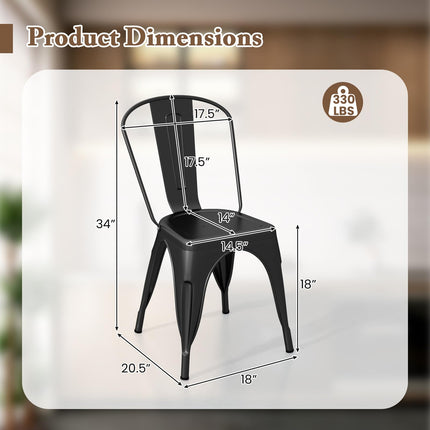 Dreamade Metal Dining Chairs Set of 4, Farmhouse Kitchen Chairs with Removable Backrest