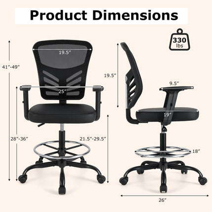 Dreamade Mesh Drafting Chair, Standing Desk Chair