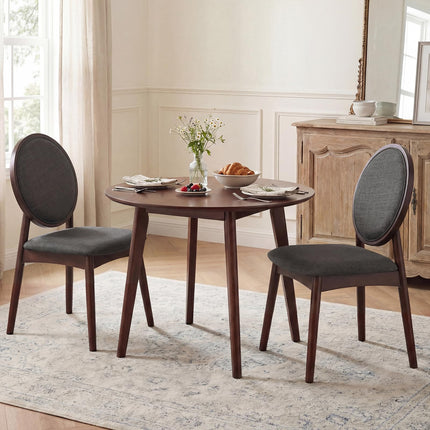 Dreamade Set of 2/4 Upholstered Linen Fabric Kitchen Side Chairs with Padded Seat