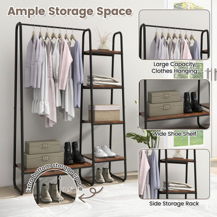 Dreamade Clothes Rack with Shelves, Industrial Garment Rack with 5-Tier Shelves