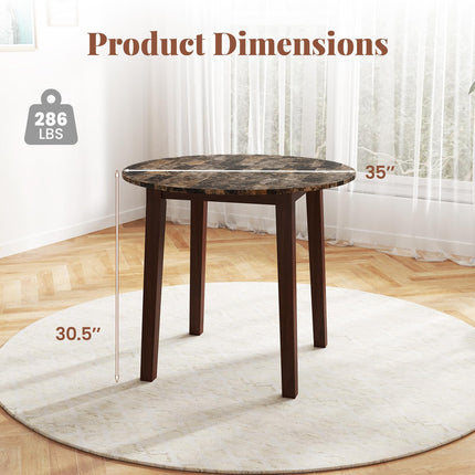 Dreamade 35” Round Dining Table - Kitchen Table with Rubber Wood Legs