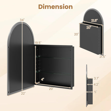 Dreamade 34" x 22" Brushed Metal Wall-Mounted Medicine Cabinet for Bathroom