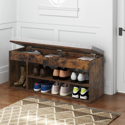 Dreamade 3 Tier Shoe Rack Organizer with Flip Top Storage and Padded Seat Cushion