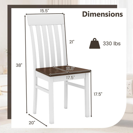Dreamade Wooden Dining Chairs Set of 2/4 with Hollowed Backrests & Rubber Wood Seats