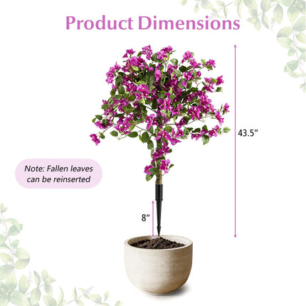 Dreamade 2 Pack Artificial Bougainvillea Trees | 43.5" Sun-Protective Fake Silk Floral Plants