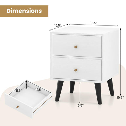 Dreamade Night Stand with 2 Drawers Mid Century Modern Bedside Table