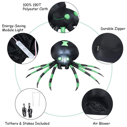 DREAMADE 6 FT Lighted Inflatable Spider Halloween Yard Decoration