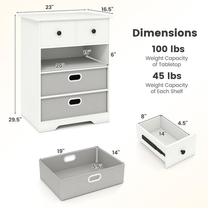 Dreamade Nightstand with 4 Storage Drawers