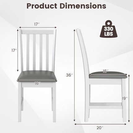Dreamade Wooden Dining Chairs Set of 2/4 Faux Leather Upholstered Kitchen Chair w/Rubber Wood Legs