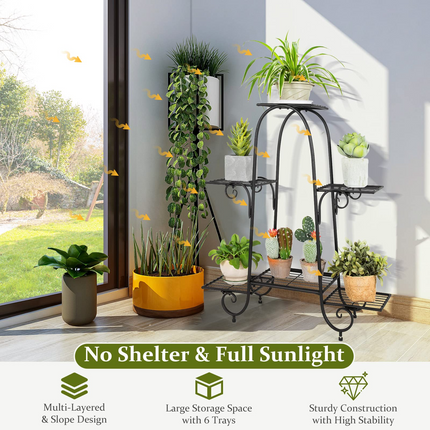 6 Tiers Metal Plant Stand Flower Pots Holder