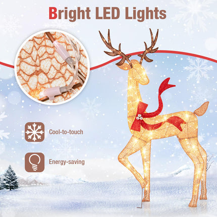 Dreamade 3-Piece Large Lighted Christmas Reindeer Family, Light up Xmas Decorations w/440 LED Lights