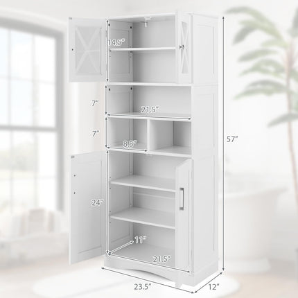 Dreamade 57" Tall Bathroom Cabinet, Storage Cabinet with Acrylic Doors & Adjustable Shelves