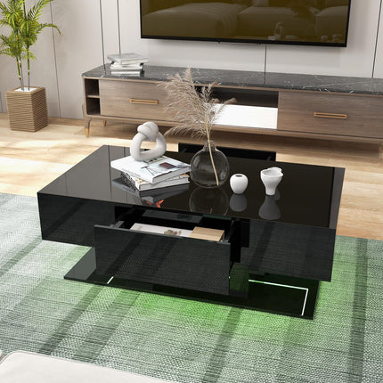 Dreamade Modern LED Coffee Table - 2-Tier Center Table