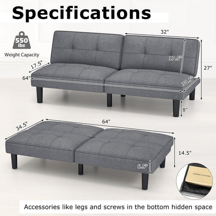 Dreamade Convertible Futon Sofa Bed, Upholstered Folding Recliner