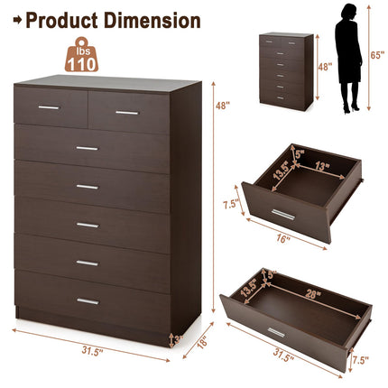 Dreamade 7 Drawers Dresser for Bedroom - Wooden Chest of Drawers with Anti-toppling Device