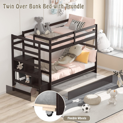 Dreamade Twin-Over-Twin Bunk Bed with Trundle