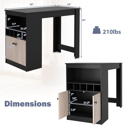 Dreamade Counter Height Bar Table with Storage Cabinet