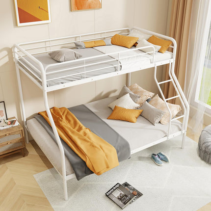 Dreamade Metal Bunk Beds Twin Over Full Size, Heavy Duty Bunk Bed for Teens Adults with Ladder & Guardrails