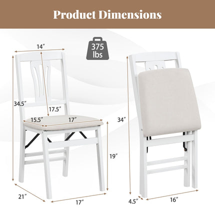 Folding Kitchen Chairs Set of 2/4 Upholstered Dining Chairs with Comfy Padded Seats