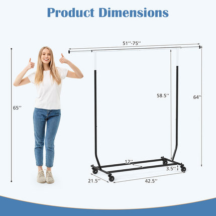 Dreamade Extendable Heavy-Duty Rolling Clothing Rack for Hanging Clothes