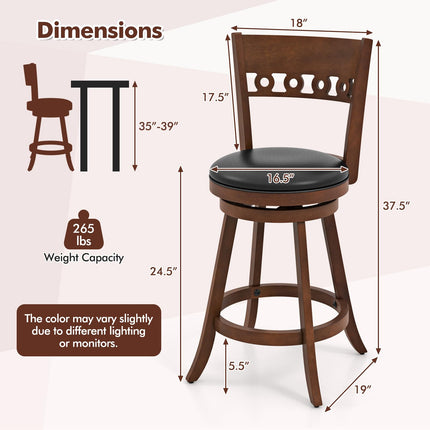 Dreamade Swivel Bar Stools, Counter Height Bar Chairs with Back