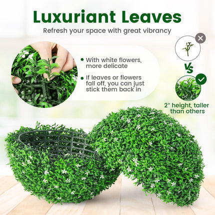 Dreamade 2 PCS 19.5 Inch Artificial Plant Topiary Ball, Round Holly Faux Boxwood Balls