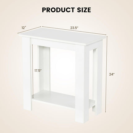 Dreamade 2-Tier End Table White, Modern Side Table with Storage Shelf (1/2)