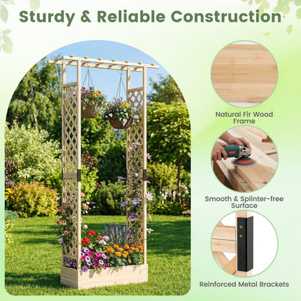 Dreamade Wooden Raised Garden Bed with Trellis & Hanging Roof