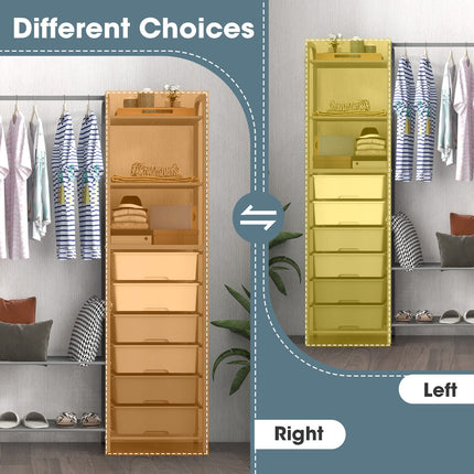 Dreamade Free Standing Closet Organizer, Heavy Duty Garment Rack with 6 Removable Drawers (Grey)