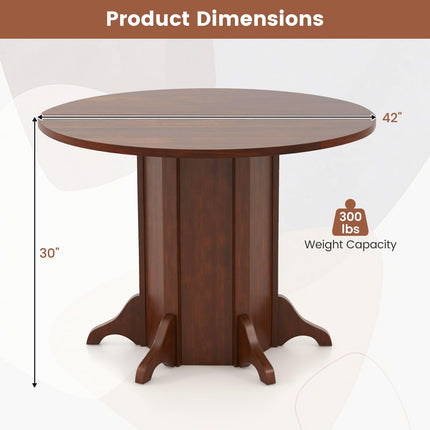 Dreamade 42” Round Dining Table, Modern Kitchen Table with Pedestal Base, Solid Wood Frame