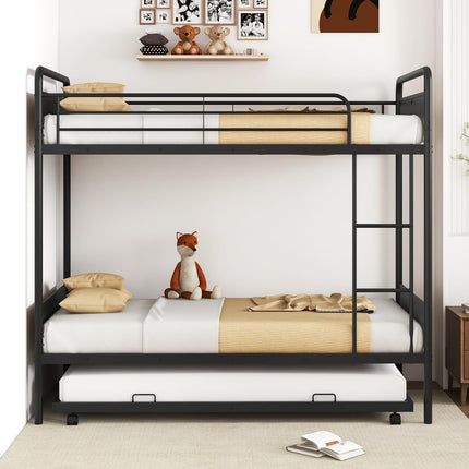 Dreamade Metal Twin Over Twin Bunk Bed with Trundle