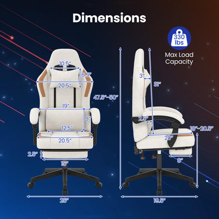 Dreamade Gaming Chair | Ergonomic Video Game Chair w/Footrest, Lumbar Support