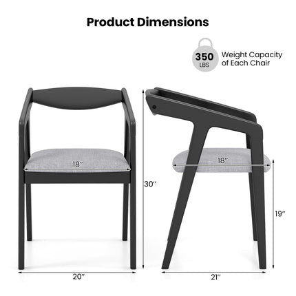 Dreamade Wooden Dining Chairs Set, Linen Fabric Upholstered Kitchen Chairs w/Armrests & Padded Cushion