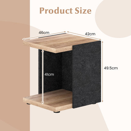 Dreamade 2-Tier Sofa Side Table with Open Storage Shelf