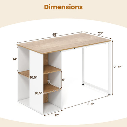 Dreamade Computer Desk with Storage Shelves for Bedroom