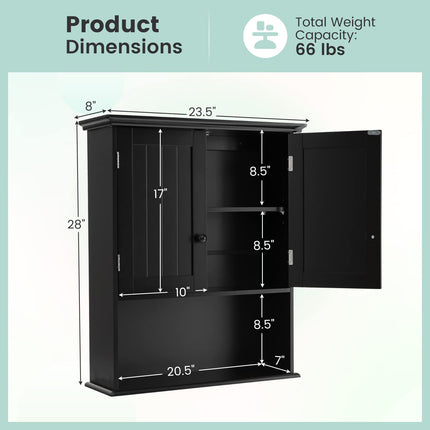 Dreamade Bathroom Wall Mounted Cabinet - Storage Cabinet w/Adjustable Shelf