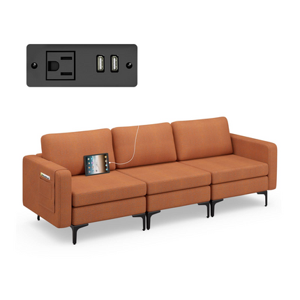 Dreamade 3 Seat Sectional Sofa Couch, 94.5" L Modular Sleeper