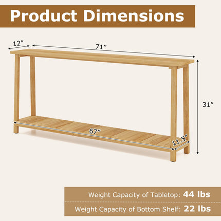 Dreamade 71" Solid Wood Console Table(71" x 12" x 31")