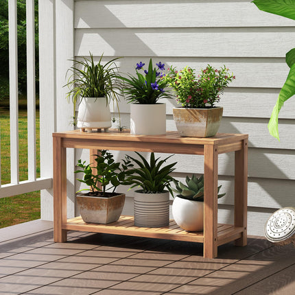 Dreamade 30 Inch Teak Shower Bench with Shelf