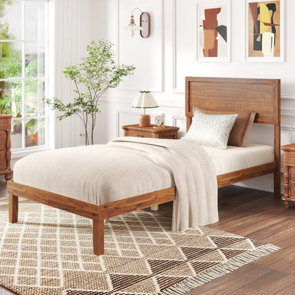 Dreamade Wood Bed Frames with Headboard, Mid Century Modern Platform Bed