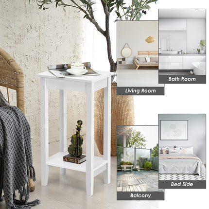 Dreamade 2-Tier End Table Tall Nightstand, Simple Design Sofa Bedside Table