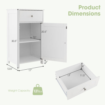 Dreamade Floor Bathroom Storage Cabinet Freestanding Cabinet with Drawer