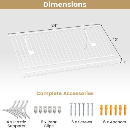 Dreamade Wall Mounted 24" Shoe Rack Set of 2 Metal Wire Storage Shelf
