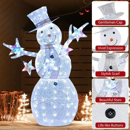 Dreamade 5 FT Lighted Snowman Christmas Outdoor Decoration with Hat, Scarf & Stars