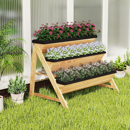 Dreamade 3-Tier Vertical Raised Garden Bed Wood Elevated Planter Box with Legs