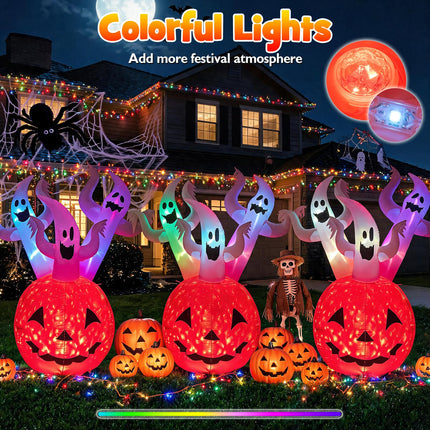 DREAMADE 6FT Halloween Inflatables Lighted Ghost Pumpkin Yard Decoration