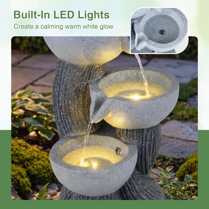 Dreamade 3-Tier Outdoor Water Fountain with Lights