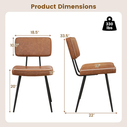 Dreamade PU Leather Dining Chairs Set of 2/4, Upholstered Kitchen Chairs w/Padded Backrest & Seat, Metal Legs